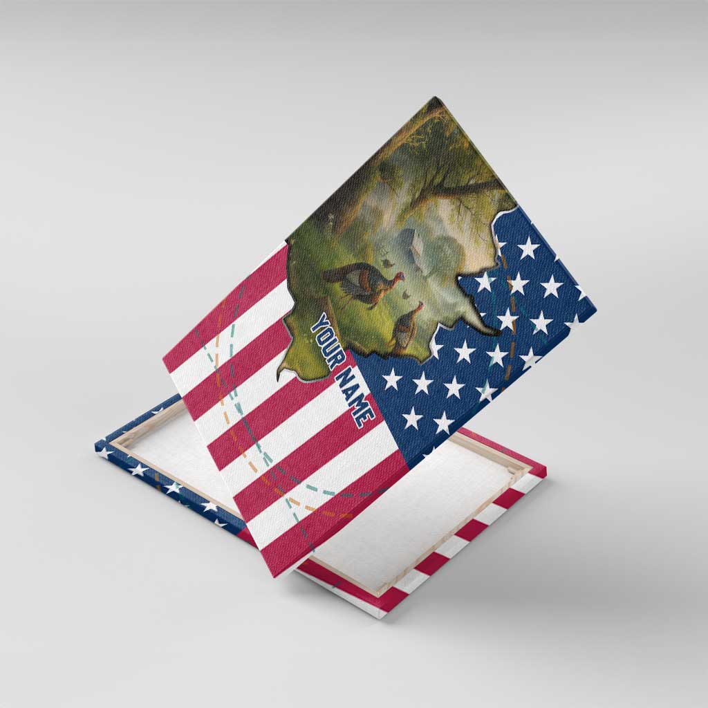 Custom American Flag Turkey Hunting Canvas Wall Art with Illinois State Outline Country Farm Scene - Wonder Print Shop
