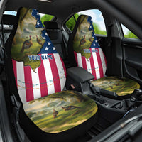 Custom American Flag Turkey Hunting Car Seat Cover with Illinois State Outline Country Farm Scene - Wonder Print Shop