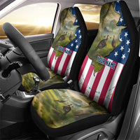 Custom American Flag Turkey Hunting Car Seat Cover with Illinois State Outline Country Farm Scene - Wonder Print Shop