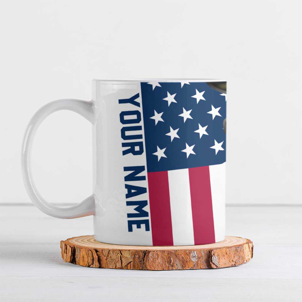 Custom American Flag Turkey Hunting Ceramic Mug with Illinois State Outline Country Farm Scene - Wonder Print Shop