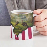 Custom American Flag Turkey Hunting Ceramic Mug with Illinois State Outline Country Farm Scene - Wonder Print Shop