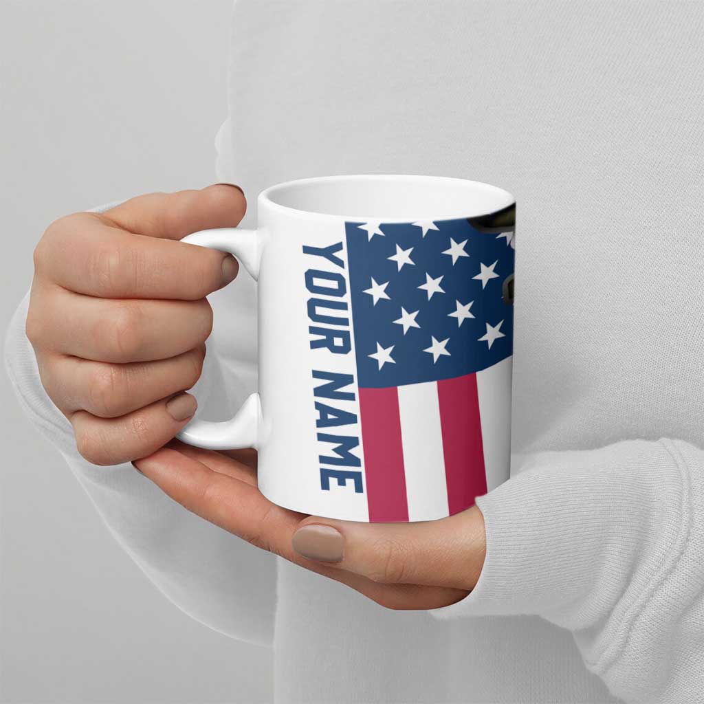 Custom American Flag Turkey Hunting Ceramic Mug with Illinois State Outline Country Farm Scene - Wonder Print Shop
