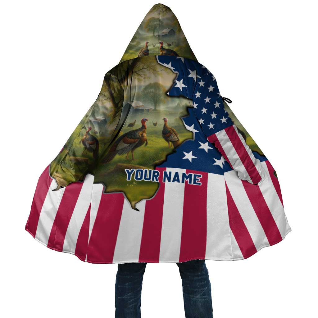 Custom American Flag Turkey Hunting Cloak with Illinois State Outline Country Farm Scene - Wonder Print Shop