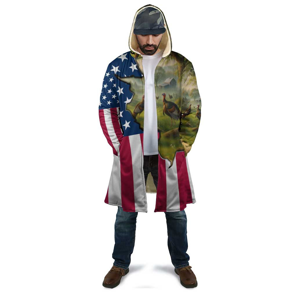 Custom American Flag Turkey Hunting Cloak with Illinois State Outline Country Farm Scene - Wonder Print Shop