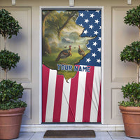 Custom American Flag Turkey Hunting Door Cover with Illinois State Outline Country Farm Scene - Wonder Print Shop