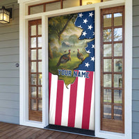 Custom American Flag Turkey Hunting Door Cover with Illinois State Outline Country Farm Scene - Wonder Print Shop