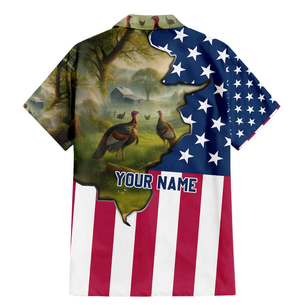 Custom American Flag Turkey Hunting Family Matching Mermaid Dress and Hawaiian Shirt with Illinois State Outline Country Farm Scene - Wonder Print Shop