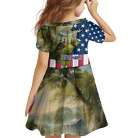 Custom American Flag Turkey Hunting Family Matching Summer Maxi Dress and Hawaiian Shirt with Illinois State Outline Country Farm Scene - Wonder Print Shop