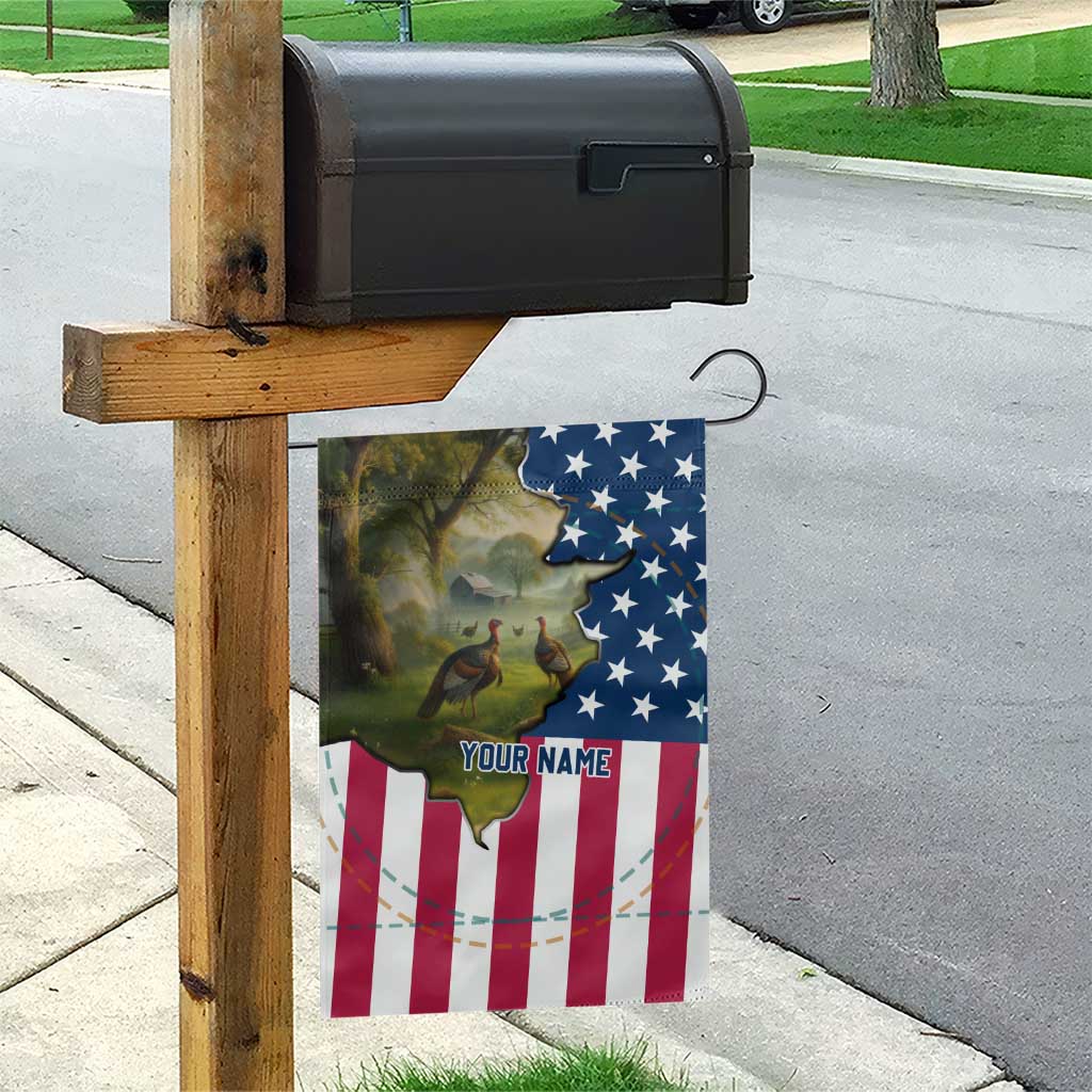 Custom American Flag Turkey Hunting Garden Flag with Illinois State Outline Country Farm Scene - Wonder Print Shop