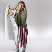 Custom American Flag Turkey Hunting Hooded Blanket with Illinois State Outline Country Farm Scene - Wonder Print Shop