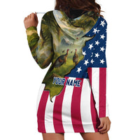 Custom American Flag Turkey Hunting Hoodie Dress with Illinois State Outline Country Farm Scene - Wonder Print Shop