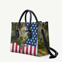 Custom American Flag Turkey Hunting Leather Bag with Illinois State Outline Country Farm Scene - Wonder Print Shop