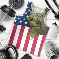 Custom American Flag Turkey Hunting Men Tank Top with Illinois State Outline Country Farm Scene - Wonder Print Shop