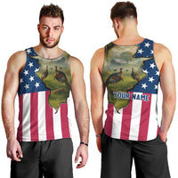Custom American Flag Turkey Hunting Men Tank Top with Illinois State Outline Country Farm Scene - Wonder Print Shop