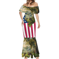 Custom American Flag Turkey Hunting Mermaid Dress with Illinois State Outline Country Farm Scene - Wonder Print Shop