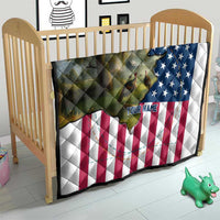 Custom American Flag Turkey Hunting Quilt with Illinois State Outline Country Farm Scene - Wonder Print Shop