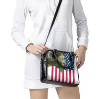 Custom American Flag Turkey Hunting Shoulder Handbag with Illinois State Outline Country Farm Scene - Wonder Print Shop