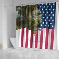 Custom American Flag Turkey Hunting Shower Curtain with Illinois State Outline Country Farm Scene - Wonder Print Shop