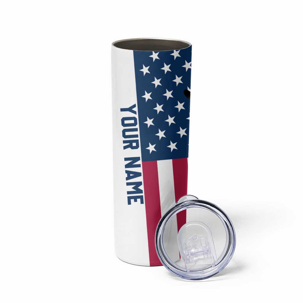 Custom American Flag Turkey Hunting Skinny Tumbler with Illinois State Outline Country Farm Scene - Wonder Print Shop