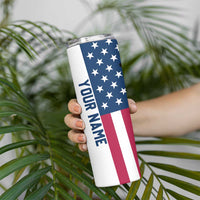 Custom American Flag Turkey Hunting Skinny Tumbler with Illinois State Outline Country Farm Scene - Wonder Print Shop
