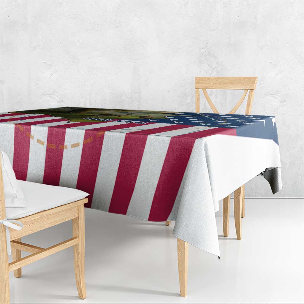 Custom American Flag Turkey Hunting Tablecloth with Illinois State Outline Country Farm Scene - Wonder Print Shop