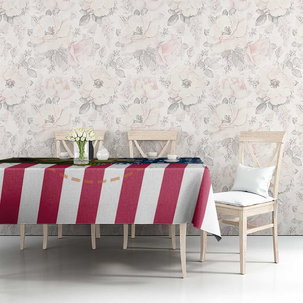 Custom American Flag Turkey Hunting Tablecloth with Illinois State Outline Country Farm Scene - Wonder Print Shop