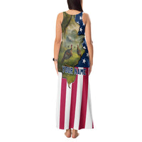 Custom American Flag Turkey Hunting Tank Maxi Dress with Illinois State Outline Country Farm Scene - Wonder Print Shop