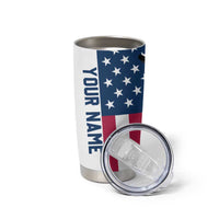 Custom American Flag Turkey Hunting Tumbler Cup with Illinois State Outline Country Farm Scene - Wonder Print Shop