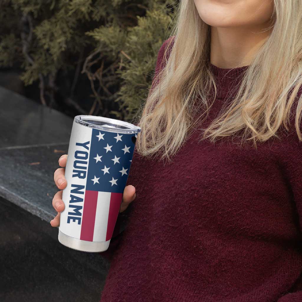 Custom American Flag Turkey Hunting Tumbler Cup with Illinois State Outline Country Farm Scene - Wonder Print Shop