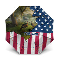 Custom American Flag Turkey Hunting Umbrella with Illinois State Outline Country Farm Scene - Wonder Print Shop