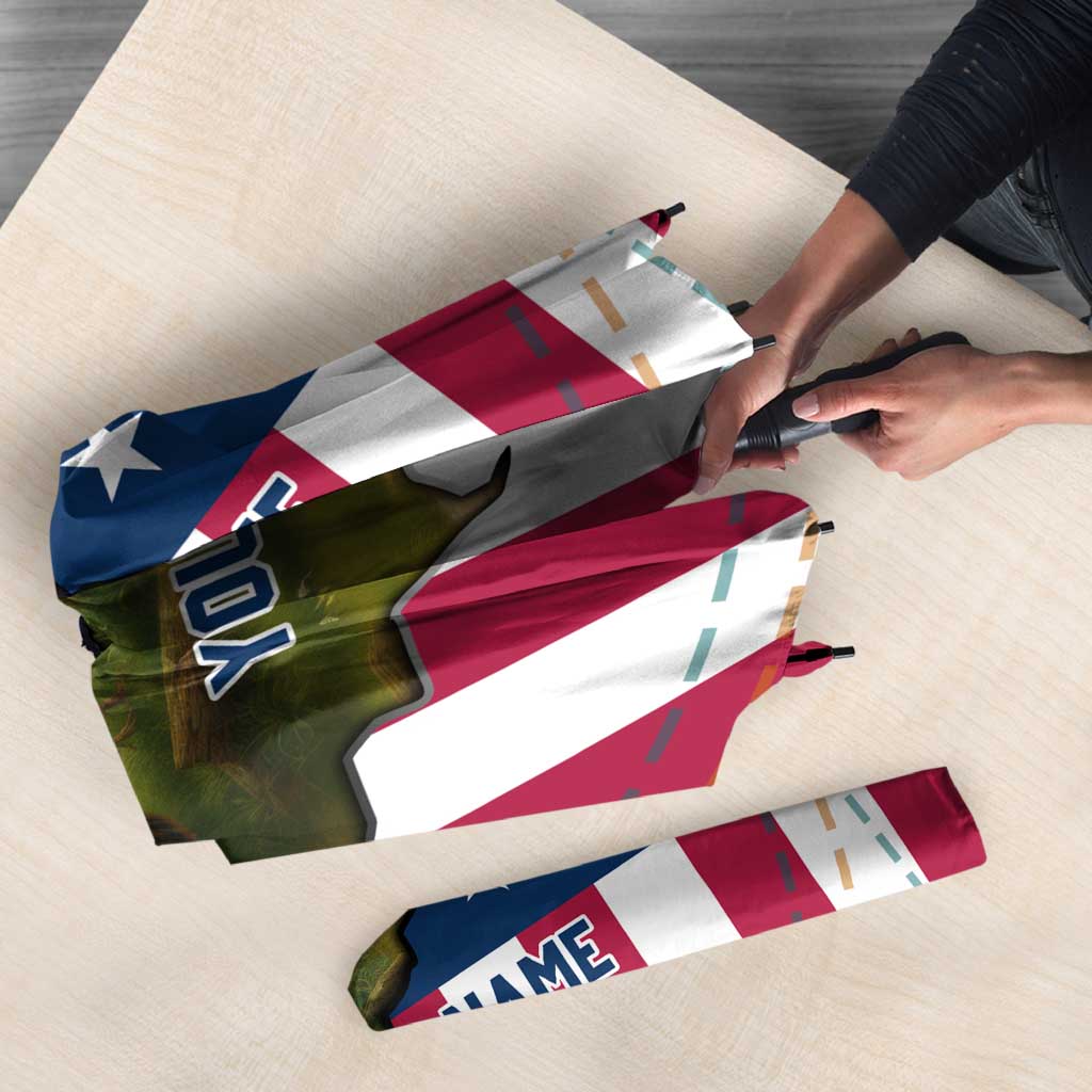 Custom American Flag Turkey Hunting Umbrella with Illinois State Outline Country Farm Scene - Wonder Print Shop