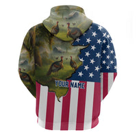 Custom American Flag Turkey Hunting Zip Hoodie with Illinois State Outline Country Farm Scene - Wonder Print Shop