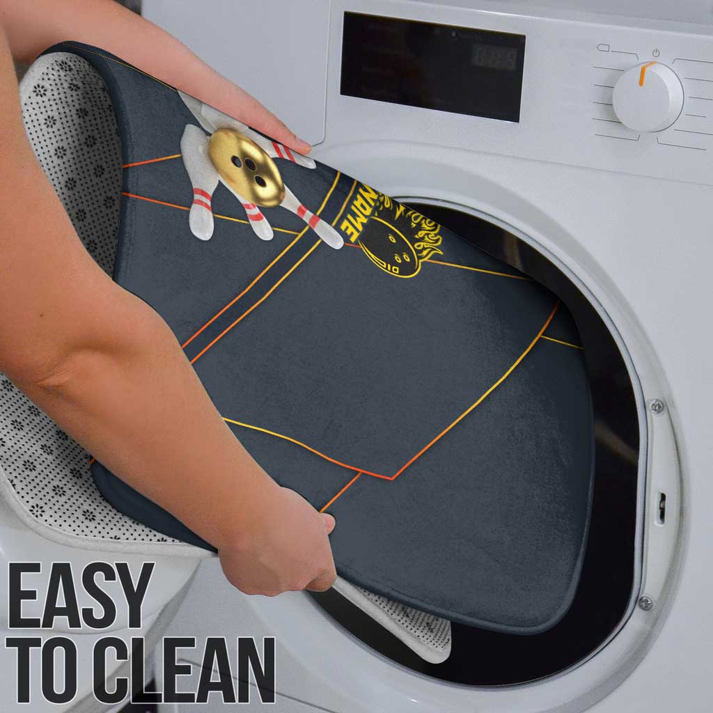 Custom Golden Bowling Shirts For Men, Flame Bowling Bathroom Set with Flaming Bowling Ball Striking Pins And Geometric Line Pattern - Wonder Print Shop