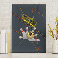 Custom Golden Bowling Shirts For Men, Flame Bowling Canvas Wall Art with Flaming Bowling Ball Striking Pins And Geometric Line Pattern - Wonder Print Shop