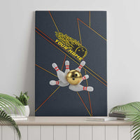 Custom Golden Bowling Shirts For Men, Flame Bowling Canvas Wall Art with Flaming Bowling Ball Striking Pins And Geometric Line Pattern - Wonder Print Shop