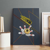Custom Golden Bowling Shirts For Men, Flame Bowling Canvas Wall Art with Flaming Bowling Ball Striking Pins And Geometric Line Pattern - Wonder Print Shop