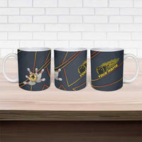Custom Golden Bowling Shirts For Men, Flame Bowling Ceramic Mug with Flaming Bowling Ball Striking Pins And Geometric Line Pattern - Wonder Print Shop