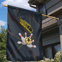 Custom Golden Bowling Shirts For Men, Flame Bowling Garden Flag with Flaming Bowling Ball Striking Pins And Geometric Line Pattern - Wonder Print Shop