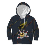 Custom Golden Bowling Shirts For Men, Flame Bowling Kid Hoodie with Flaming Bowling Ball Striking Pins And Geometric Line Pattern - Wonder Print Shop