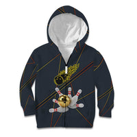 Custom Golden Bowling Shirts For Men, Flame Bowling Kid Hoodie with Flaming Bowling Ball Striking Pins And Geometric Line Pattern - Wonder Print Shop