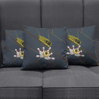 Custom Golden Bowling Shirts For Men, Flame Bowling Pillow Cover with Flaming Bowling Ball Striking Pins And Geometric Line Pattern - Wonder Print Shop