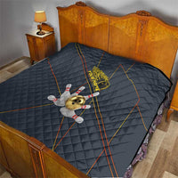 Custom Golden Bowling Shirts For Men, Flame Bowling Quilt with Flaming Bowling Ball Striking Pins And Geometric Line Pattern - Wonder Print Shop