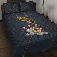 Custom Golden Bowling Shirts For Men, Flame Bowling Quilt Bed Set with Flaming Bowling Ball Striking Pins And Geometric Line Pattern - Wonder Print Shop
