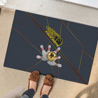 Custom Golden Bowling Shirts For Men, Flame Bowling Rubber Doormat with Flaming Bowling Ball Striking Pins And Geometric Line Pattern - Wonder Print Shop