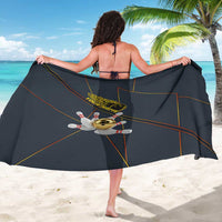 Custom Golden Bowling Shirts For Men, Flame Bowling Sarong with Flaming Bowling Ball Striking Pins And Geometric Line Pattern - Wonder Print Shop