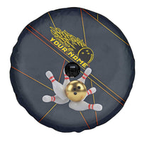 Custom Golden Bowling Shirts For Men, Flame Bowling Spare Tire Cover with Flaming Bowling Ball Striking Pins And Geometric Line Pattern - Wonder Print Shop