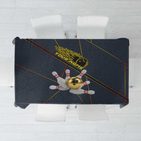 Custom Golden Bowling Shirts For Men, Flame Bowling Tablecloth with Flaming Bowling Ball Striking Pins And Geometric Line Pattern - Wonder Print Shop