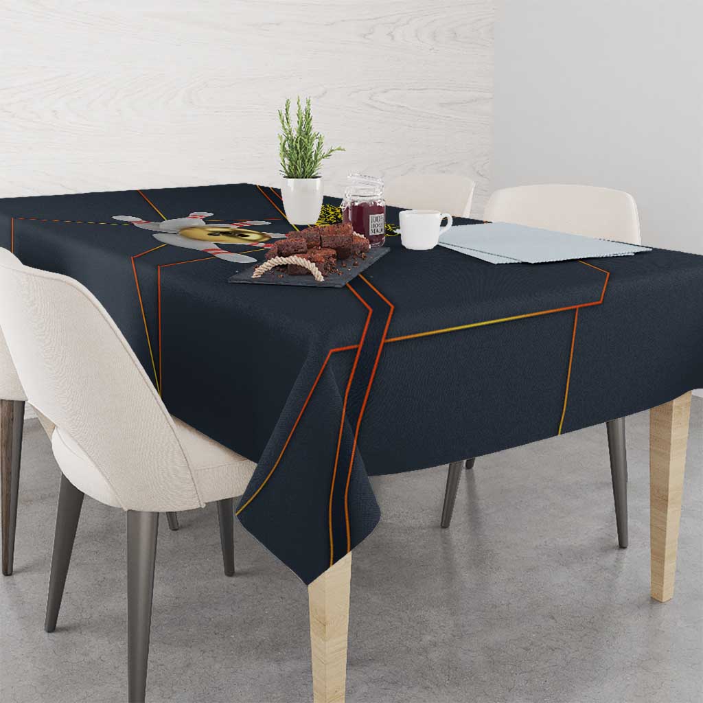 Custom Golden Bowling Shirts For Men, Flame Bowling Tablecloth with Flaming Bowling Ball Striking Pins And Geometric Line Pattern - Wonder Print Shop