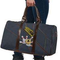 Custom Golden Bowling Shirts For Men, Flame Bowling Travel Bag with Flaming Bowling Ball Striking Pins And Geometric Line Pattern - Wonder Print Shop