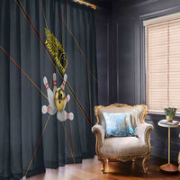 Custom Golden Bowling Shirts For Men, Flame Bowling Window Curtain with Flaming Bowling Ball Striking Pins And Geometric Line Pattern - Wonder Print Shop